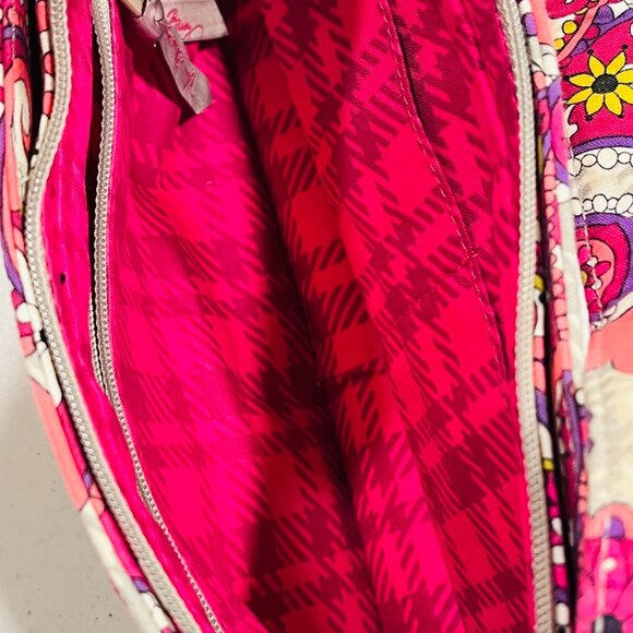 Vera Bradley Cassidy Paisley Meets Plaid shoulder bag NWT Gray Pink Purse - Picture 7 of 8